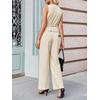 image:imageCicy Bell Womens 2 Piece Outfits V Neck Blazer Vest and Wide Leg Pants SetsApricot