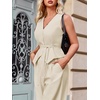 image:imageCicy Bell Womens 2 Piece Outfits V Neck Blazer Vest and Wide Leg Pants SetsApricot