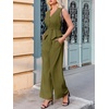 image:imageCicy Bell Womens 2 Piece Outfits V Neck Blazer Vest and Wide Leg Pants SetsArmy Green