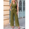image:imageCicy Bell Womens 2 Piece Outfits V Neck Blazer Vest and Wide Leg Pants SetsArmy Green