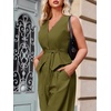 image:imageCicy Bell Womens 2 Piece Outfits V Neck Blazer Vest and Wide Leg Pants SetsArmy Green
