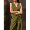 image:imageCicy Bell Womens 2 Piece Outfits V Neck Blazer Vest and Wide Leg Pants SetsArmy Green