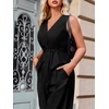 image:imageCicy Bell Womens 2 Piece Outfits V Neck Blazer Vest and Wide Leg Pants SetsBlack