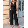 image:imageCicy Bell Womens 2 Piece Outfits V Neck Blazer Vest and Wide Leg Pants SetsBlack