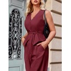 image:imageCicy Bell Womens 2 Piece Outfits V Neck Blazer Vest and Wide Leg Pants SetsBurgundy