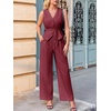 image:imageCicy Bell Womens 2 Piece Outfits V Neck Blazer Vest and Wide Leg Pants SetsBurgundy