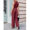 image:imageCicy Bell Womens 2 Piece Outfits V Neck Blazer Vest and Wide Leg Pants SetsBurgundy