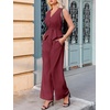 image:imageCicy Bell Womens 2 Piece Outfits V Neck Blazer Vest and Wide Leg Pants SetsBurgundy