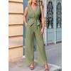 image:imageCicy Bell Womens 2 Piece Outfits V Neck Blazer Vest and Wide Leg Pants SetsGreen