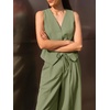 image:imageCicy Bell Womens 2 Piece Outfits V Neck Blazer Vest and Wide Leg Pants SetsGreen