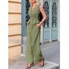image:imageCicy Bell Womens 2 Piece Outfits V Neck Blazer Vest and Wide Leg Pants SetsGreen