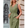 image:imageCicy Bell Womens 2 Piece Outfits V Neck Blazer Vest and Wide Leg Pants SetsGreen