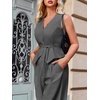 image:imageCicy Bell Womens 2 Piece Outfits V Neck Blazer Vest and Wide Leg Pants SetsGrey