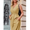 image:imageCicy Bell Womens 2 Piece Outfits V Neck Blazer Vest and Wide Leg Pants SetsKhaki