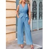 image:imageCicy Bell Womens 2 Piece Outfits V Neck Blazer Vest and Wide Leg Pants SetsLight Blue