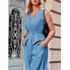 image:imageCicy Bell Womens 2 Piece Outfits V Neck Blazer Vest and Wide Leg Pants SetsLight Blue
