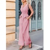 image:imageCicy Bell Womens 2 Piece Outfits V Neck Blazer Vest and Wide Leg Pants SetsLight Pink