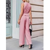 image:imageCicy Bell Womens 2 Piece Outfits V Neck Blazer Vest and Wide Leg Pants SetsLight Pink