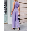 image:imageCicy Bell Womens 2 Piece Outfits V Neck Blazer Vest and Wide Leg Pants SetsLight Purple