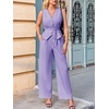image:imageCicy Bell Womens 2 Piece Outfits V Neck Blazer Vest and Wide Leg Pants SetsLight Purple