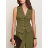 image:imageCicy Bell Womens Vest Sets Button Crop Blazer Vest and Wide Leg Pant SuitsArmy Green