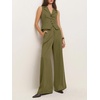 image:imageCicy Bell Womens Vest Sets Button Crop Blazer Vest and Wide Leg Pant SuitsArmy Green