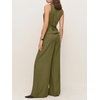 image:imageCicy Bell Womens Vest Sets Button Crop Blazer Vest and Wide Leg Pant SuitsArmy Green
