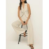 image:imageCicy Bell Womens Vest Sets Button Crop Blazer Vest and Wide Leg Pant SuitsBeige