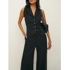 image:imageCicy Bell Womens Vest Sets Button Crop Blazer Vest and Wide Leg Pant SuitsBlack
