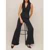 image:imageCicy Bell Womens Vest Sets Button Crop Blazer Vest and Wide Leg Pant SuitsBlack