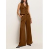 image:imageCicy Bell Womens Vest Sets Button Crop Blazer Vest and Wide Leg Pant SuitsBrown