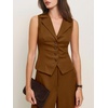 image:imageCicy Bell Womens Vest Sets Button Crop Blazer Vest and Wide Leg Pant SuitsBrown