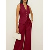 image:imageCicy Bell Womens Vest Sets Button Crop Blazer Vest and Wide Leg Pant SuitsBurgundy