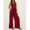 image:imageCicy Bell Womens Vest Sets Button Crop Blazer Vest and Wide Leg Pant SuitsBurgundy