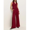 image:imageCicy Bell Womens Vest Sets Button Crop Blazer Vest and Wide Leg Pant SuitsBurgundy