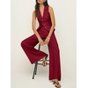 image:imageCicy Bell Womens Vest Sets Button Crop Blazer Vest and Wide Leg Pant SuitsBurgundy
