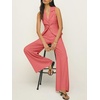 image:imageCicy Bell Womens Vest Sets Button Crop Blazer Vest and Wide Leg Pant SuitsCoral Powder