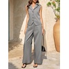 image:imageCicy Bell Womens Vest Sets Button Crop Blazer Vest and Wide Leg Pant SuitsCute Grey