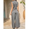 image:imageCicy Bell Womens Vest Sets Button Crop Blazer Vest and Wide Leg Pant SuitsCute Grey