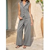 image:imageCicy Bell Womens Vest Sets Button Crop Blazer Vest and Wide Leg Pant SuitsCute Grey