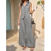 image:imageCicy Bell Womens Vest Sets Button Crop Blazer Vest and Wide Leg Pant SuitsCute Grey