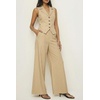 image:imageCicy Bell Womens Vest Sets Button Crop Blazer Vest and Wide Leg Pant SuitsCute Light Khaki