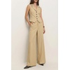 image:imageCicy Bell Womens Vest Sets Button Crop Blazer Vest and Wide Leg Pant SuitsCute Light Khaki