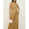 image:imageCicy Bell Womens Vest Sets Button Crop Blazer Vest and Wide Leg Pant SuitsKhaki