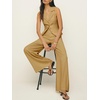 image:imageCicy Bell Womens Vest Sets Button Crop Blazer Vest and Wide Leg Pant SuitsKhaki