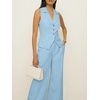 image:imageCicy Bell Womens Vest Sets Button Crop Blazer Vest and Wide Leg Pant SuitsLight Blue
