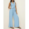 image:imageCicy Bell Womens Vest Sets Button Crop Blazer Vest and Wide Leg Pant SuitsLight Blue