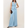 image:imageCicy Bell Womens Vest Sets Button Crop Blazer Vest and Wide Leg Pant SuitsLight Blue