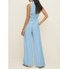 image:imageCicy Bell Womens Vest Sets Button Crop Blazer Vest and Wide Leg Pant SuitsLight Blue