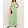 image:imageCicy Bell Womens Vest Sets Button Crop Blazer Vest and Wide Leg Pant SuitsLight Green